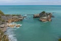 A view of the Pancake Rocks in Paparoa National park, New Zealand Royalty Free Stock Photo