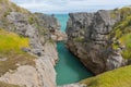 A view of the Pancake Rocks in Paparoa National park, New Zealand Royalty Free Stock Photo