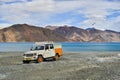 View of Pangong Lake with Car