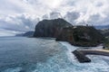 Panorama viewpoint of Madeira in Faial city towards the rocks, cliffs and Atlantic ocean