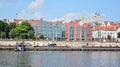 View of the panoramic architecture of the city. View from the right bank of Szczecin.