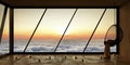 View through panoramic window sunset and clouds Royalty Free Stock Photo