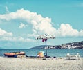 View from the Pantan beach in Trogir to the Ciovo Royalty Free Stock Photo