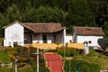 View of the Pantano de Vargas Historical House Museum located in Paipa in front of the Lancers memorial sculptural complex