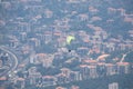 View of a paraglider above the seaside resort of Jounieh from the shrine of Our Lady of Lebanon in Harissa, Lebanon