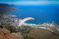 View of paragliding over Cape Town from Lion`s Head Royalty Free Stock Photo