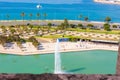 View of Parc de la Mar Park of the Sea with the sea in the background from the terrace of the Cathedral of Santa Maria of Palma Royalty Free Stock Photo