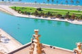 View of Parc de la Mar Park of the Sea with the sea in the background from the terrace of the Cathedral of Santa Maria of Palma, Royalty Free Stock Photo