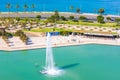 View of Parc de la Mar Park of the Sea with the sea in the background from the terrace of the Cathedral of Santa Maria of Palma Royalty Free Stock Photo