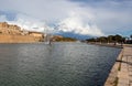 View of the Parc del Mar near Cathedral La Seu, Palma de Mallorca, Spain