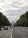 View on Paris from Arc de Triomphe. Avenue Champs elysees in front.