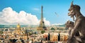 View of Paris and chimeras Royalty Free Stock Photo