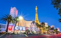 View of the Paris Effel Tower at dusk, The Strip, Las Vegas Boulevard, Las Vegas Royalty Free Stock Photo