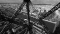View of Paris from the Eiffel Tower elevator Royalty Free Stock Photo