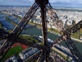 View of Paris from the Eiffel Tower elevator Royalty Free Stock Photo