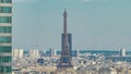 View of Paris and Eiffel Tower timelapse from the top of the skyscrapers in Paris business district La Defense Royalty Free Stock Photo