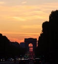 L'Arc de Triomphe at Sunset Royalty Free Stock Photo