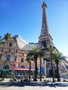 View of Paris Las Vegas Hotel (Replica of Eiffel Tower in Paris) and Hotel Planet Hollywood Royalty Free Stock Photo