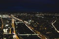 View of Paris from the top of the Eiffel Tower at night Royalty Free Stock Photo