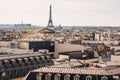 View of Paris from the top of the Lafayette Osman Gallery, with Japanese retailer Uniqlo store and the famous Eiffel tower in the