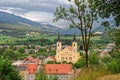 View of Parish church Assumption of St. Mary in Bruneck in the historic city of Bruneck Brunico