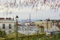 View of Parisian roofs and Eiffel tower from Montmartre Royalty Free Stock Photo