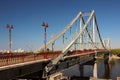 A view of a park bridge and river Dnieper.. Royalty Free Stock Photo
