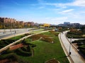 View of a park from Toledo bridge in Madrid, Spain