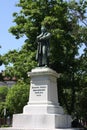 View on park with Dugonics Andras Statue in Szeged city, Hungary.