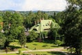 View of the park and forest near Bran Castle (Dracula\'s Castle). Transylvania. Romania Royalty Free Stock Photo