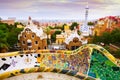 View of Park Guell in Barcelona. Catalonia Royalty Free Stock Photo