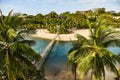 View of the park and the suspension bridge of the island of Sentosa Royalty Free Stock Photo