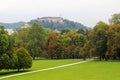 View from Park Tivoli to Ljubljana castle, Slovenia Royalty Free Stock Photo