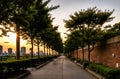 View of the park walkway on the edge of the capital