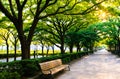 View of the park walkway on the edge of the capital