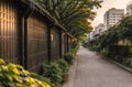 View of the park walkway on the edge of the capital