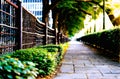 View of the park walkway on the edge of the capital