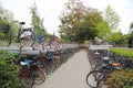 View of parking for bicycles in Uppsala, Sweden, Europe. Healthy lifestyle concept