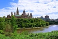Parliament Hill across the Ottawa River, Ontario, Canada Royalty Free Stock Photo