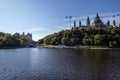 View of Parliament Hill and the flight locks on the Rideau Canal from the Ottawa River Royalty Free Stock Photo