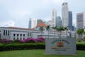 View of the Parliament House of Singapore, from the main entrance along North Bridge Road Royalty Free Stock Photo