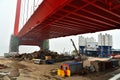 A view of parrot island bridge construction site in wuhan city,china