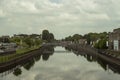 View of part of the city of Kilkenny in Ireland, crossed by the River Nore.