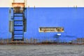 View on a part of a huge Cargo ship in harbor