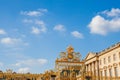 View of the part of a north wing of the Palace of Versailles across his gilding fence Royalty Free Stock Photo