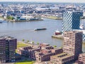 view of a part of Rotterdam with its canals and buildings Royalty Free Stock Photo
