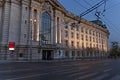 View of part of St. Kliment Ohridski University and the surrounding area at night, Sofia Royalty Free Stock Photo