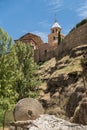 view of a part of the village of albarracin from the river promenade Royalty Free Stock Photo