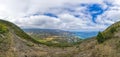 View on Partenit city and Black sea coast from mountain Ayu-Dag, Crimea Copy space. The concept of an travel, relax, active and