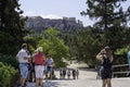 View of the Parthenon and Acropolis from the entrance of the Ancient Agora, Athens, Greece Royalty Free Stock Photo